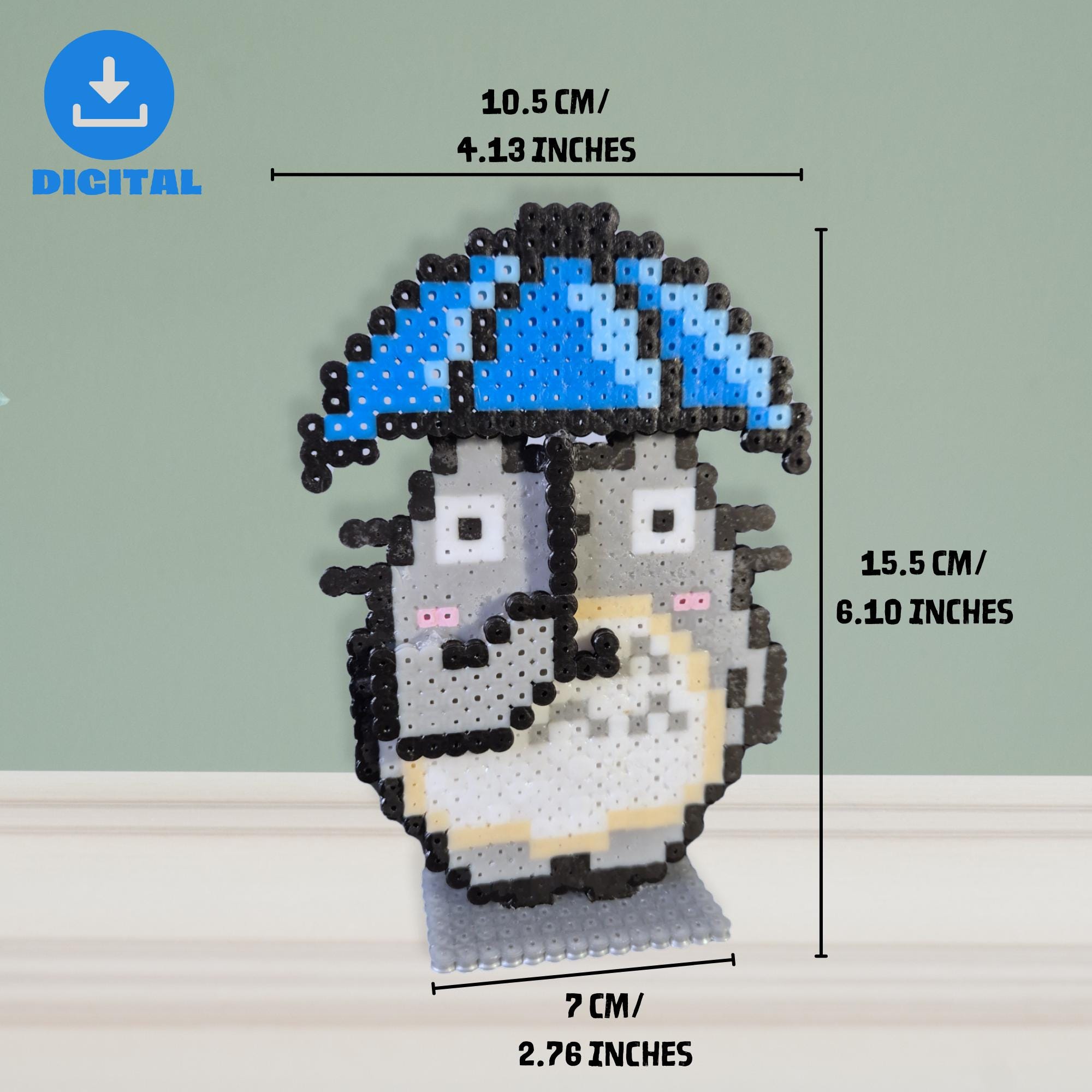 Totoro Perler Bead Pattern: DIY Pixel Art Stand (digital Download