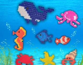 Ocean Hama Bead Pattern: Sea Animal Pixel Art (digital Download