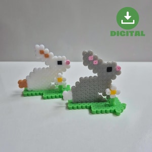 DIY Easter Bunny Stand DIGITAL DOWNLOAD, Handmade Hama Beads Pattern, Perler Beads Template, Home Decor, Easter Craft
