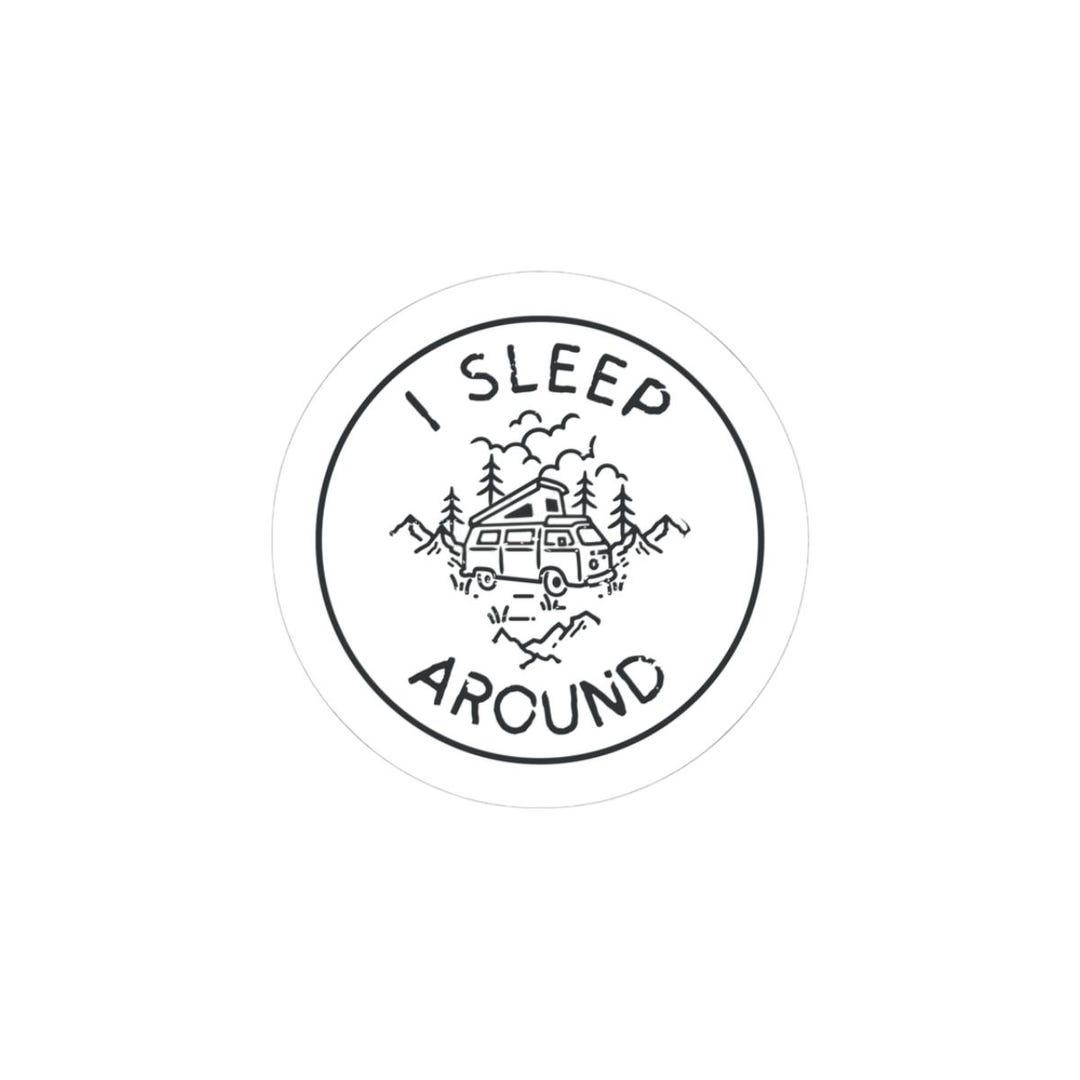 I Sleep Around Van Sticker | Kiss-cut Camping Decal, Campervan Outdoors ...
