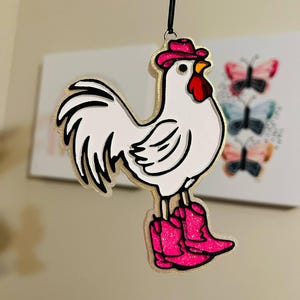 Chicken Freshie, Chicken With Boots, Car Freshie, Car Freshener, Scented Car Freshie, Aroma Beads, Car Accessories, Western, Chicken Lovers