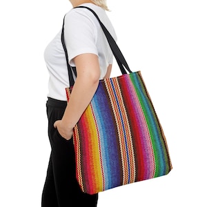 Serape Stripe Tote Bag | Colorful Mexican Blanket Pattern