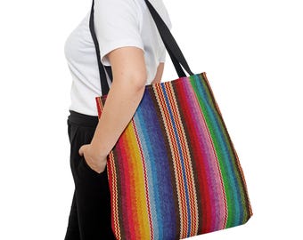 Serape Stripe Tote Bag | Colorful Mexican Blanket Pattern
