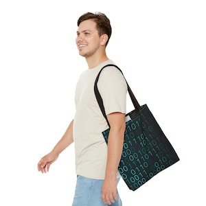 Binary Code Pattern Tote Bag | Tech Coding Matrix Design