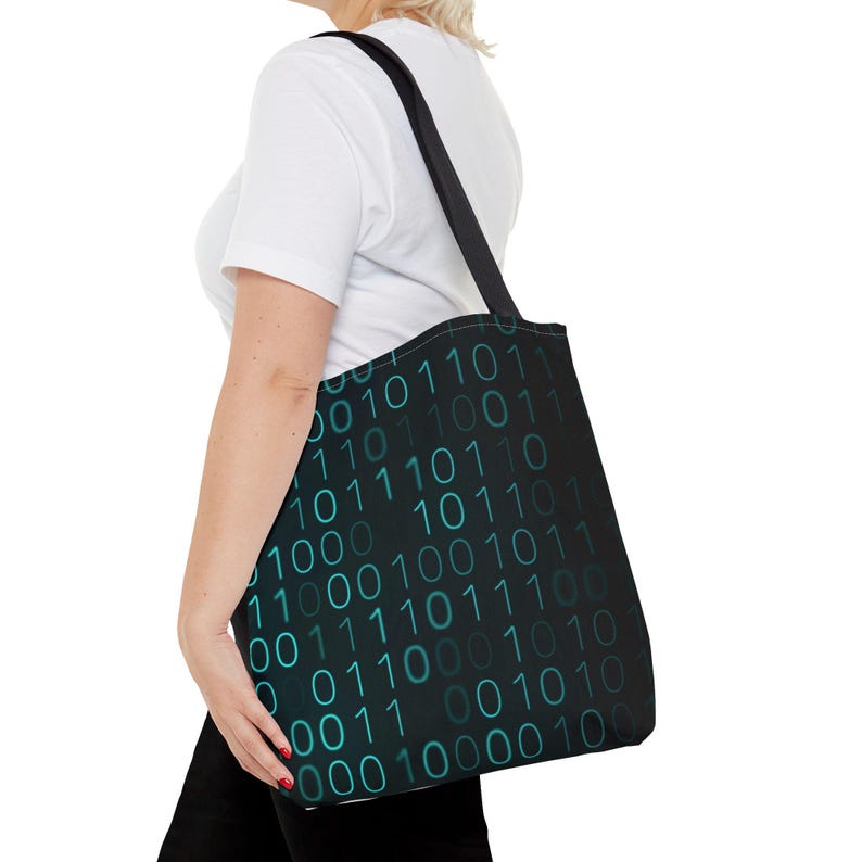 Binary Code Pattern Tote Bag | Tech Coding Matrix Design image 12