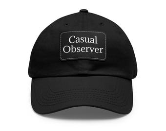 カジュアルオブザーバー ダッドハット、カジュアルオブザーバー レクタングルレザーパッチキャップ、メンズベースボールキャップ、ユニセックスアウトドアハット、クールなお父さんへのギフト