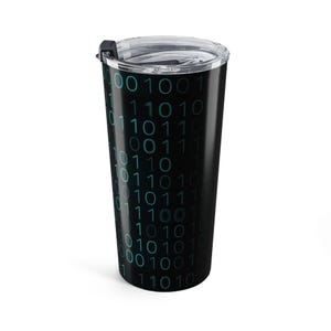 Vaso térmico de 20 oz con diseño de código binario / Vaso de viaje para programadores tecnológicos imagen 5