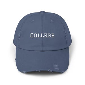 College Unisex Distressed Cap - Vintage Style Hat for All Ages, Cool Weather Accessory, Back to School Gift, Retro Baseball Cap, Adjustable