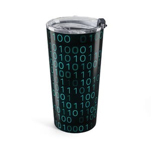 Vaso térmico de 20 oz con diseño de código binario / Vaso de viaje para programadores tecnológicos imagen 4