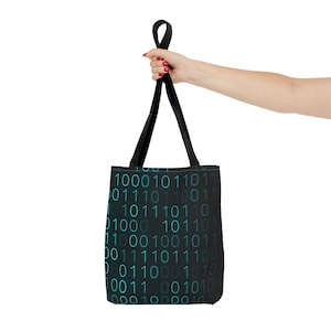 Binary Code Pattern Tote Bag | Tech Coding Matrix Design image 5