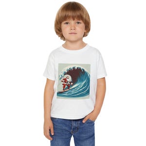 Surfing Santa Toddler T-shirt: Christmas Beach Holiday Tee