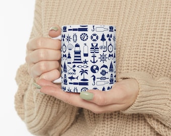 Kubek z motywem marynistycznym | Ceramiczna filiżanka do kawy