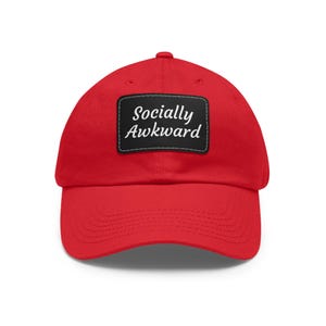 Embroidered Dad Hat: Socially Awkward Leather Patch Baseball Cap