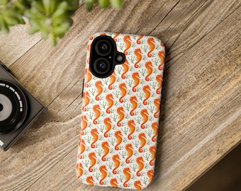 Orange sjöhästmönster mobilskal | Ocean Coral Tropical