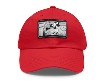 Ångbåts Willie pappahatt med läderlapp | Vintage tecknad keps