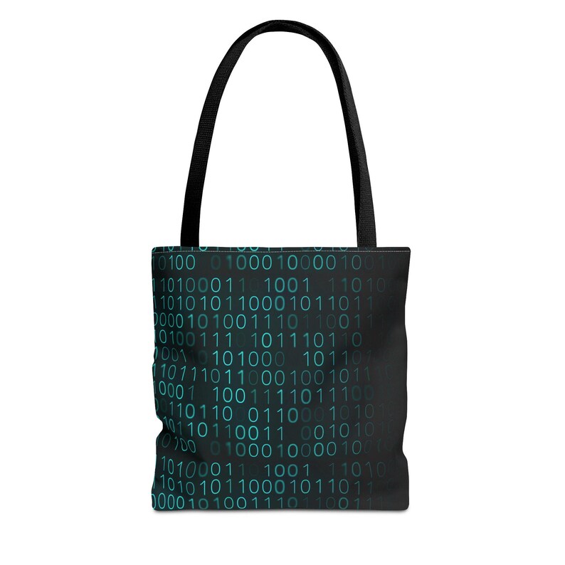 Binary Code Pattern Tote Bag | Matrix Tech Computer Data AOP image 1