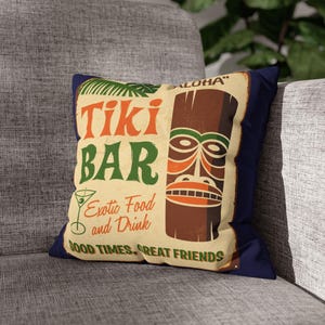 Tiki Bar Pillowcase | Retro Tropical Aloha Throw Pillow Cover
