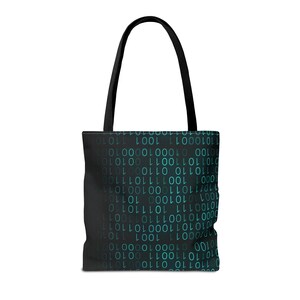 Binary Code Pattern Tote Bag | Matrix Tech Computer Data AOP image 10