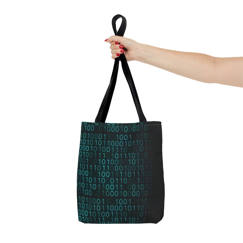 Binary Code Pattern Tote Bag | Matrix Tech Computer Data AOP image 4