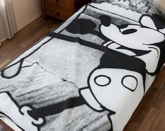 Steamboat Willie Velveteen Plush Blanket, Cozy Kid's Throw, Soft Nursery Decor, Gift for Baby Shower, Children's Bedroom