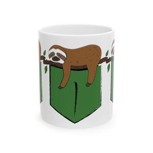 Sleepy Sloth Ceramic Mug 11oz - Cute Animal Coffee Cup, Lazy Day Tea Mug, Gift for Sloth Lovers, Funny Office Desk Décor, Relaxation