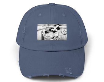 Vintage Steamboat Willie-keps: Sliten Musse Pigg-keps