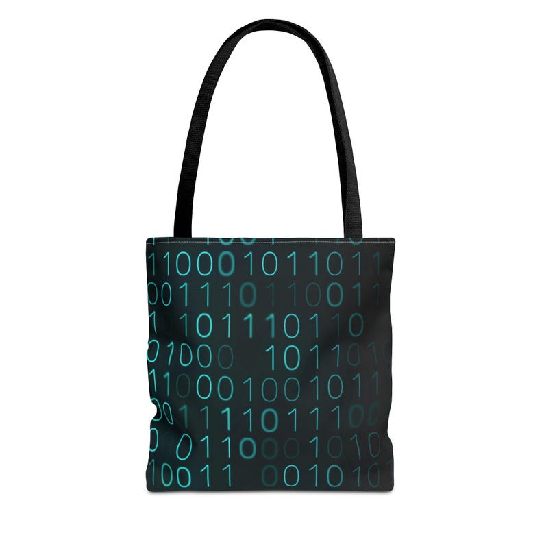 Binary Code Pattern Tote Bag | Tech Coding Matrix Design image 2