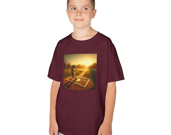 Sunset Baseball Kids Tee, Youth T-Shirt, Boy Girl Clothes, Summer Sunset Shirt, Baseball Tee, Kids Gift
