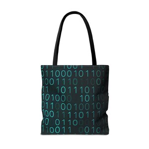 Binary Code Pattern Tote Bag | Tech Coding Matrix Design image 18
