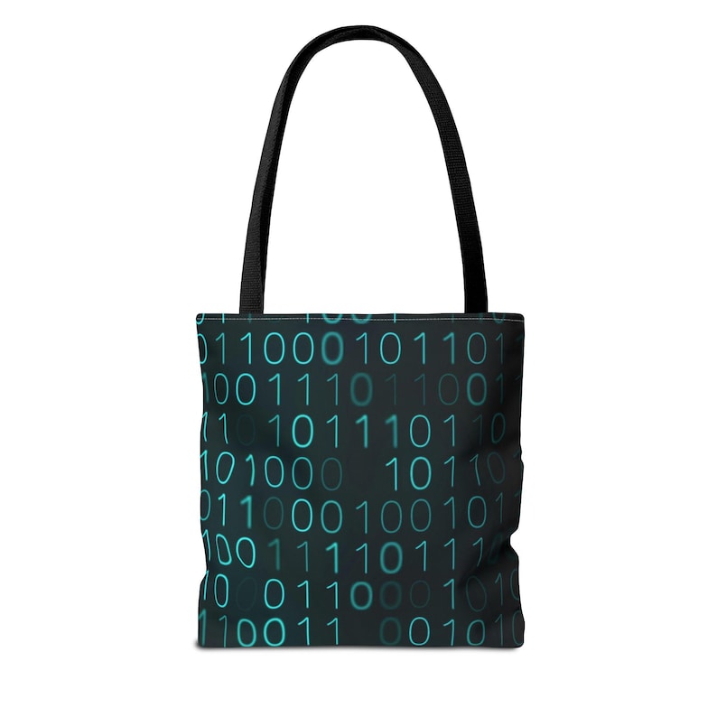 Binary Code Pattern Tote Bag | Tech Coding Matrix Design image 3