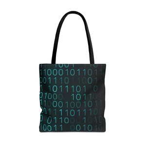 Binary Code Pattern Tote Bag | Tech Coding Matrix Design image 17