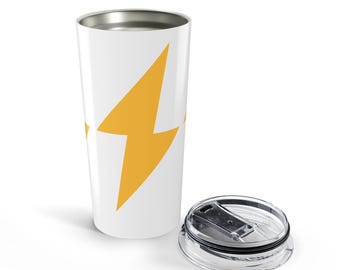 Vaso térmico amarillo con diseño de rayo / Vaso de viaje de acero inoxidable de 591 ml (20 oz)