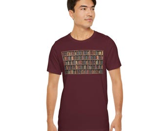 Vintage Bookshelf Graphic Tee | Library Book Lover T-Shirt