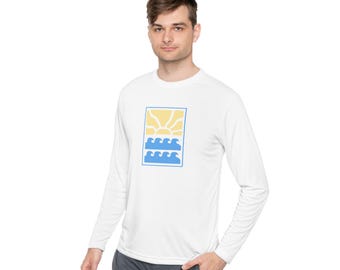 Sonne und Wellen Unisex Shirt, langärmeliges T-Shirt, Strand Vibes Kleidung, Ozean Liebhaber Geschenk