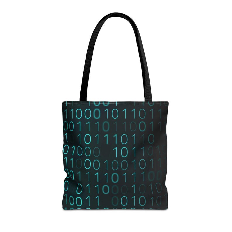 Binary Code Pattern Tote Bag | Tech Coding Matrix Design image 10