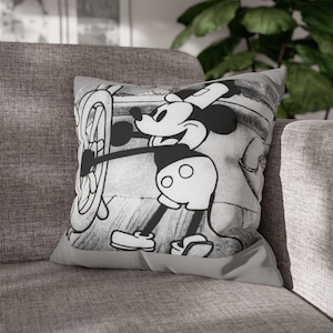 Steamboat Mickey Pillowcase | Square Polyester Pillow Cover