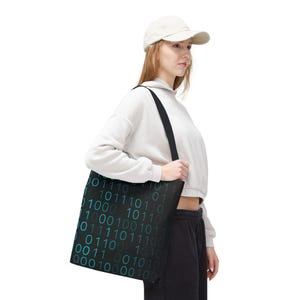 Binary Code Pattern Tote Bag | Tech Coding Matrix Design image 13