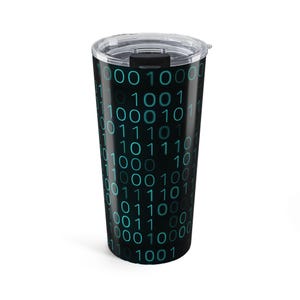 Vaso térmico de 20 oz con diseño de código binario / Vaso de viaje para programadores tecnológicos imagen 2