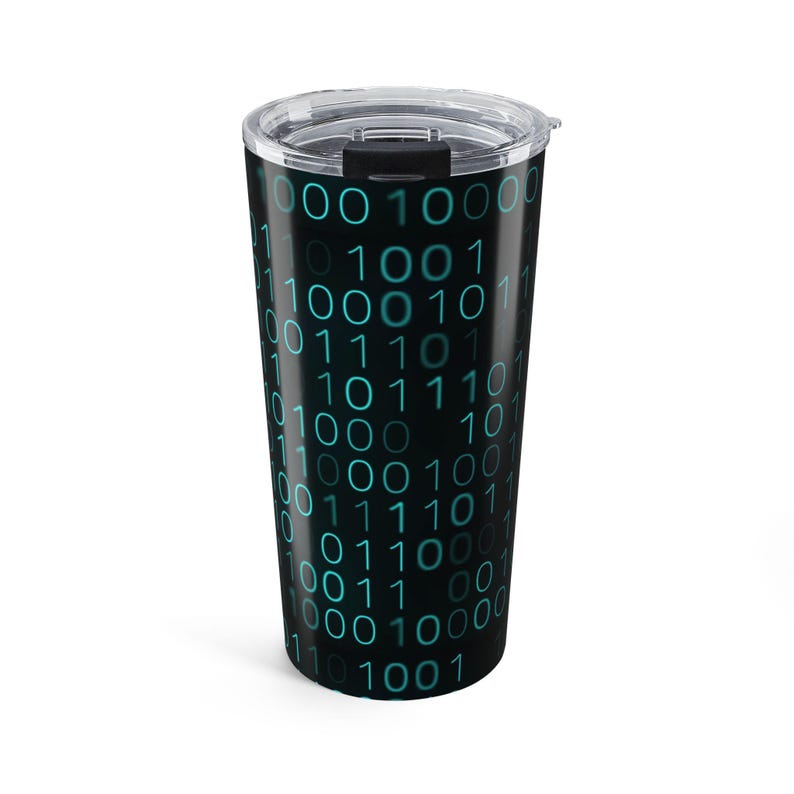 Vaso térmico de 20 oz con diseño de código binario / Vaso de viaje para programadores tecnológicos imagen 2