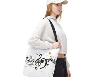 Musical Notes Treble & Bass Clef Tote Bag | Sheet Music Design