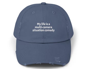 Unisex Distressed Cap for Comedic Vibes, Funny Hat for Gift, Casual Wear, Adjustable Cap, Trendy Black Hat
