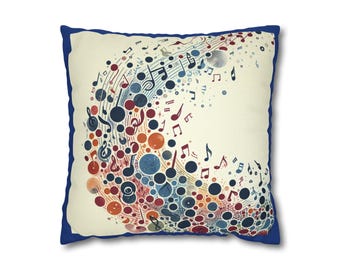 Bunter Musiknoten-Wellen-Kissenbezug gesponnener Polyester-Kissenbezug | Musikalische Dekoration