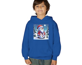 Snowman Santa Youth Hoodie: Christmas Holiday Sweatshirt