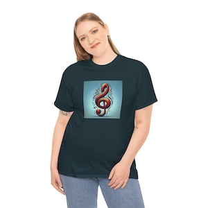 Treble Clef Music Note Tee: Unisex Heavy Cotton Musician Shirt