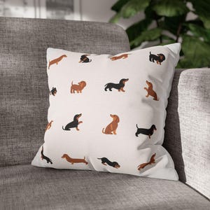 Dachshund Pattern Pillowcase | Square Decorative Pillowcase