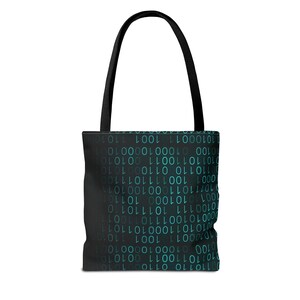 Binary Code Pattern Tote Bag | Matrix Tech Computer Data AOP image 2