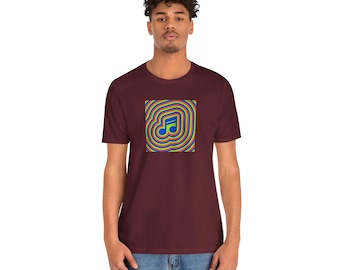 Psychedelic Music Note Tee | Retro Rainbow Optical Illusion T-Shirt
