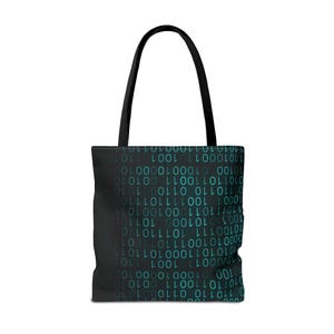 Binary Code Pattern Tote Bag | Matrix Tech Computer Data AOP image 18