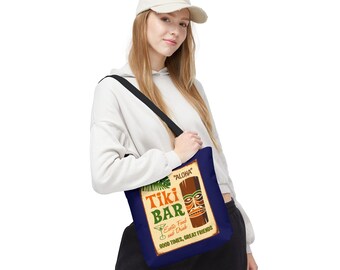 Tiki Bar Retro Poster Tote Bag | Vintage Hawaiian Aloha Beach Artwork