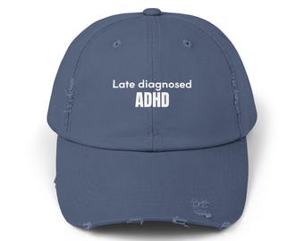 Gorra desgastada para personas con TDAH de diagnóstico tardío, sombrero moderno para concienciar sobre el TDAH, regalo para defensores de la salud mental, accesorio de moda unisex, informal.